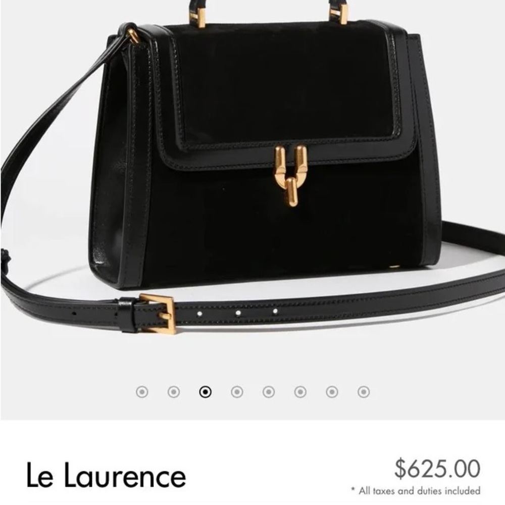 Leo and violette Black Leather Top-Handle Crossbody Bag